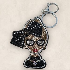 Stylish Black and Gold Lady Bag Charm  Keychain